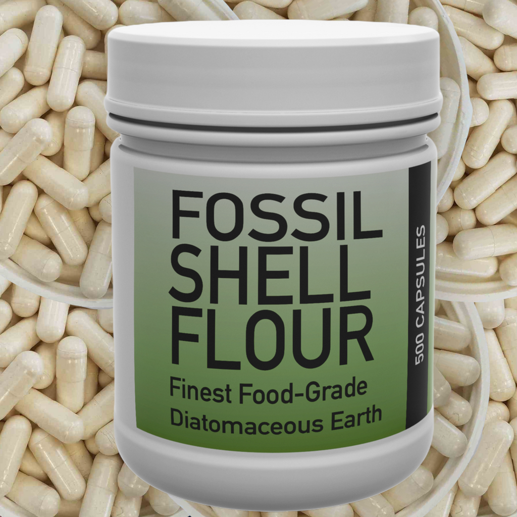 Fossil Shell Flour (Food Grade Diatomaceous Earth)  -  HEALTH BENEFITS CAN INCLUDE:   •   Cleanses the digestive system and improves gut health   •   Helps remove toxins, impurities and parasites   •   Contains minerals – Calcium, Magnesium, Zinc, Iron & Silica   •   Increases nutrient absorption and hydration levels   •   100% pure, organic and comes from fresh water   •   Plant based wholefood
