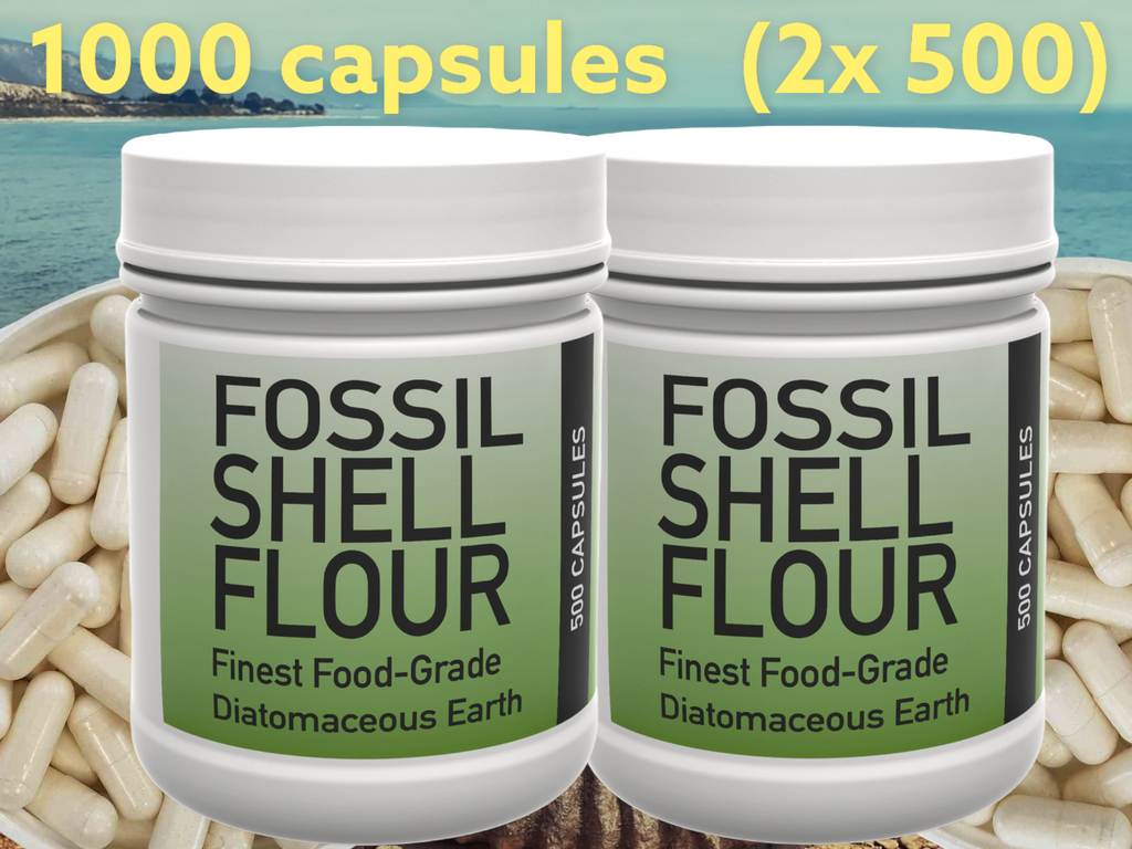 Fossil Shell Flour (Food Grade Diatomaceous Earth) -1000 capsules (2 x 500 Capsules)