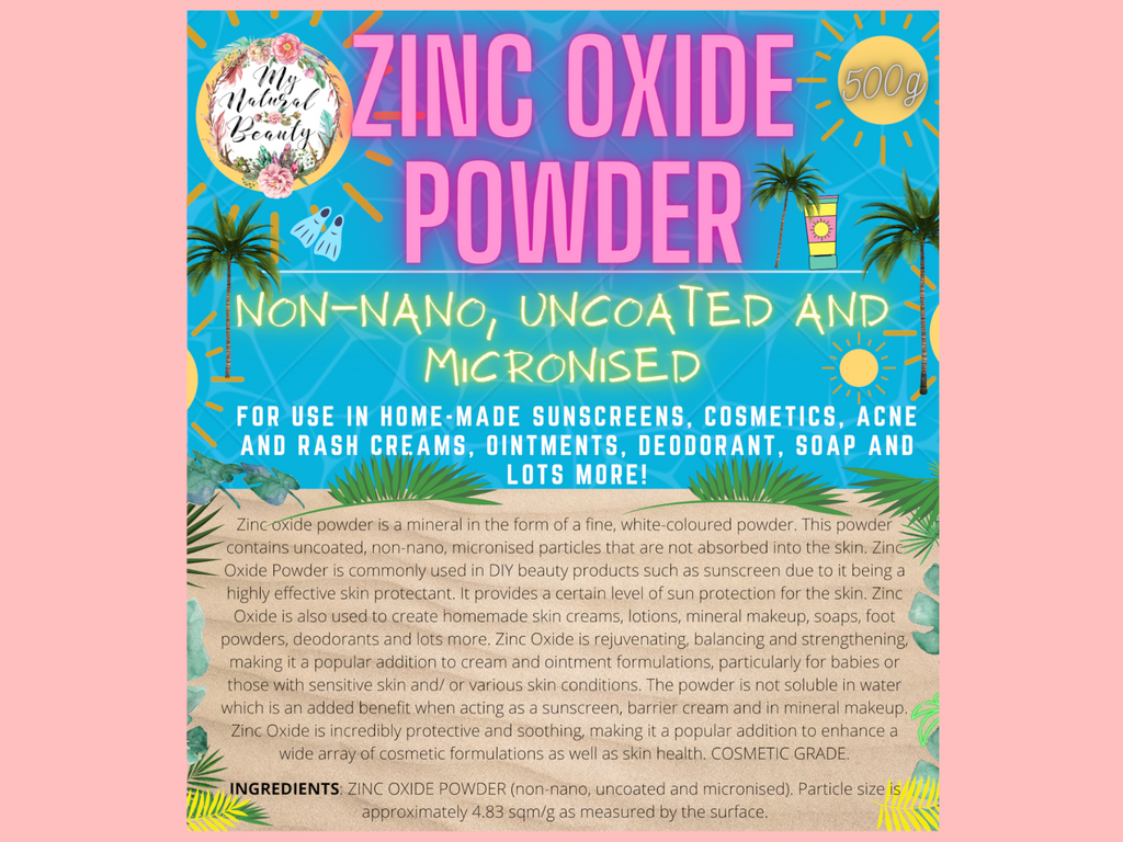 Zinc Oxide is also used to create homemade skin creams, lotions, mineral makeup, soaps, foot powders, deodorants and lots more. Zinc Oxide is rejuvenating, balancing and strengthening, making it a popular addition to cream and ointment formulations, particularly for babies or those with sensitive skin and/ or various skin conditions. The powder is not soluble in water which is an added benefit when acting as a sunscreen, barrier cream and in mineral makeup.