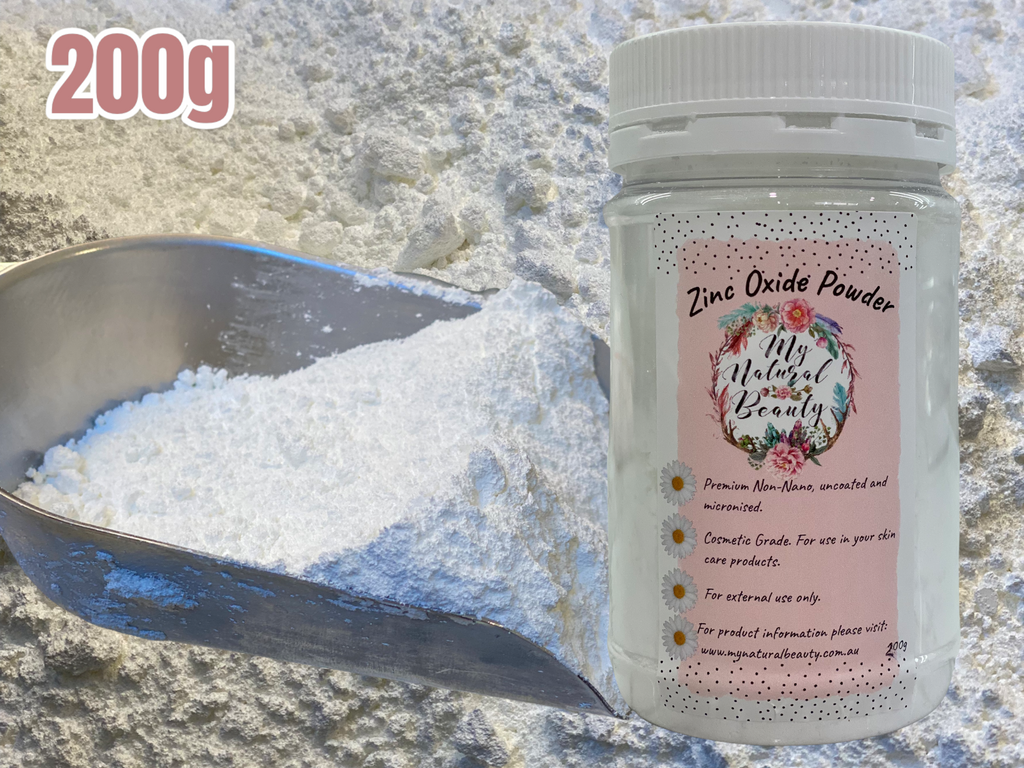 ZINC OXIDE POWDER- 200g jar   NON-NANO, UNCOATED AND MICRONISED.      COSMETIC GRADE- For external use only. For use in home-made sunscreens, cosmetics, acne and rash creams, ointments, deodorant, soap and lots more!