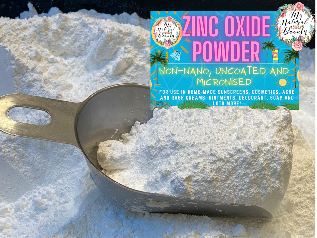 INGREDIENTS: ZINC OXIDE POWDER (non-nano, uncoated and micronised). Particle size is approximately 4.83 sqm/g as measured by the surface. Cosmetic Grade.  