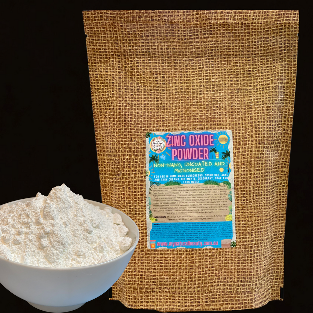 ZINC OXIDE POWDER NON-NANO, UNCOATED AND MICRONISED  For use in home-made sunscreens, cosmetics, acne and rash creams, ointments, deodorant, soap and lots more!