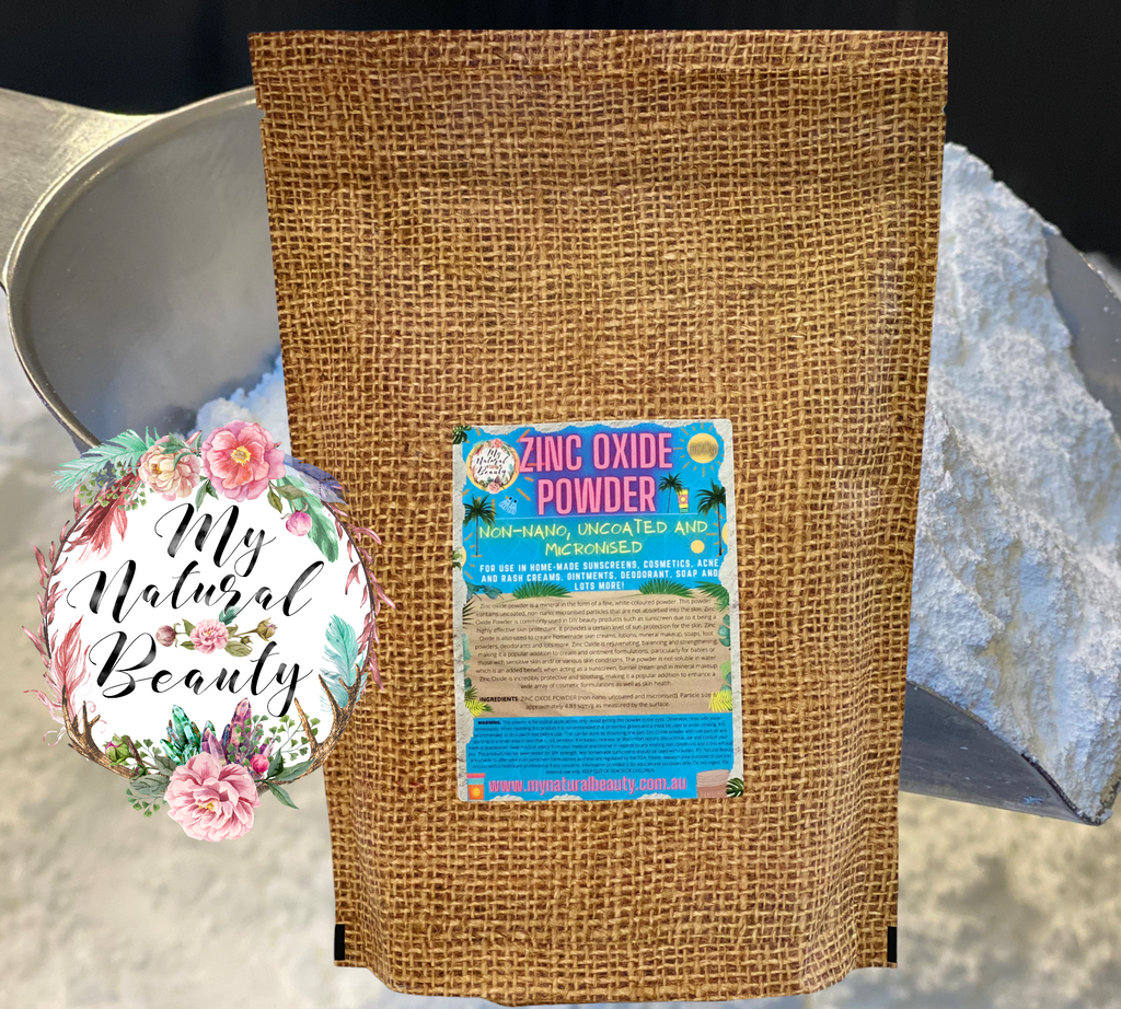 ZINC OXIDE POWDER NON-NANO, UNCOATED AND MICRONISED  For use in home-made sunscreens, cosmetics, acne and rash creams, ointments, deodorant, soap and lots more! buy online Australia. bulk cosmetic ingredients.