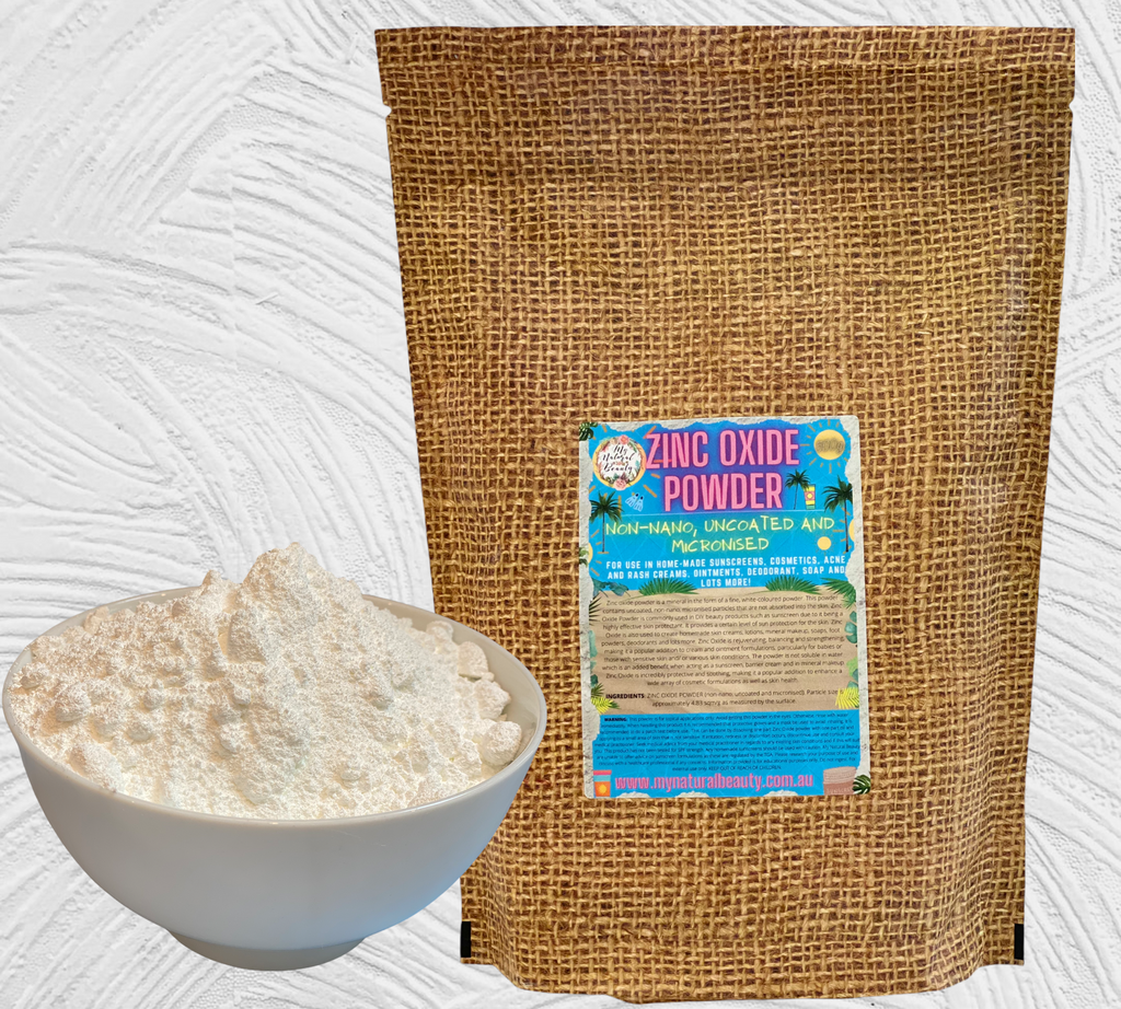 USES AND BENEFITS OF ZINC OXIDE POWDER Zinc oxide powder is a mineral in the form of a fine, white-coloured powder. This powder contains uncoated, non-nano, micronised particles that are not absorbed into the skin. Zinc Oxide Powder is commonly used in DIY beauty products such as sunscreen due to it being a highly effective skin protectant. 