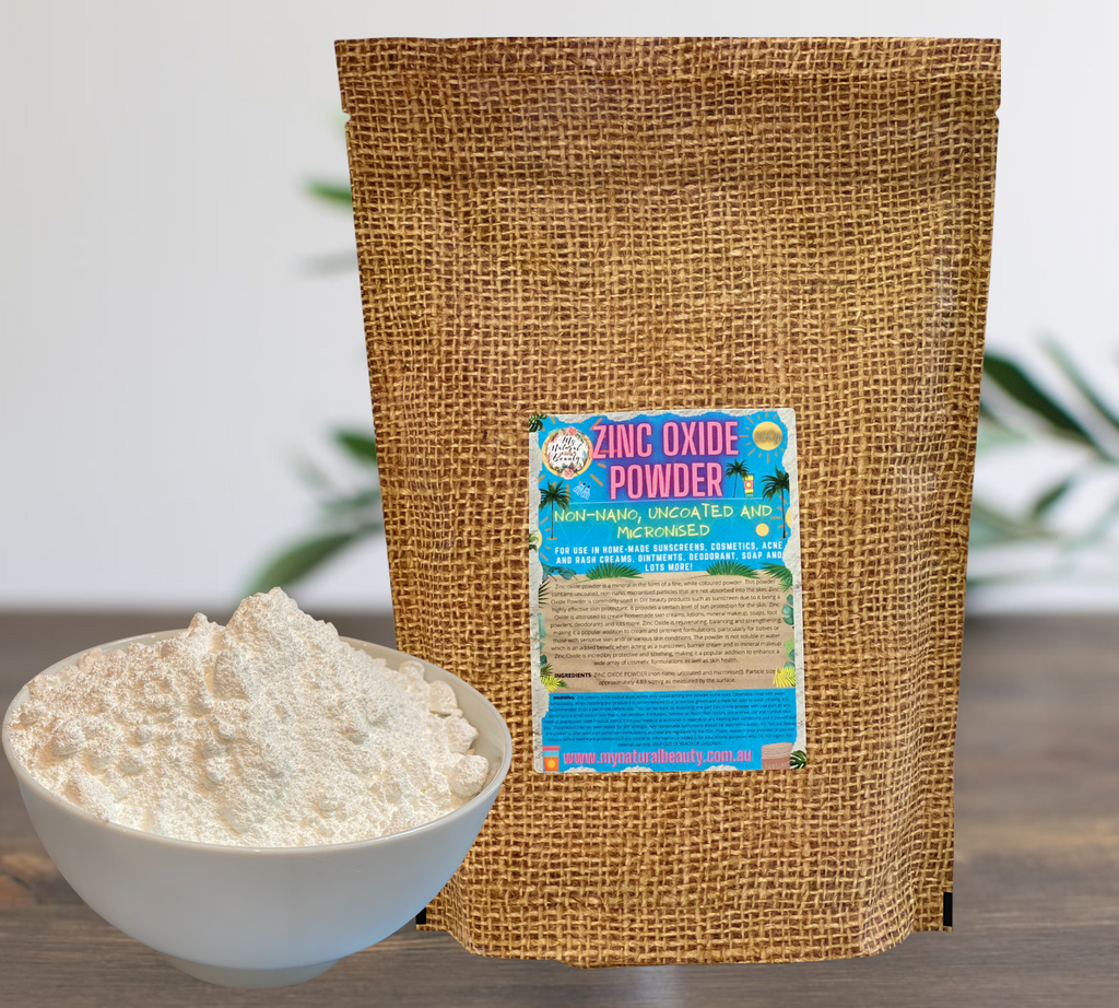 USES AND BENEFITS OF ZINC OXIDE POWDER Zinc oxide powder is a mineral in the form of a fine, white-coloured powder. This powder contains uncoated, non-nano, micronised particles that are not absorbed into the skin. Zinc Oxide Powder is commonly used in DIY beauty products such as sunscreen due to it being a highly effective skin protectant. 