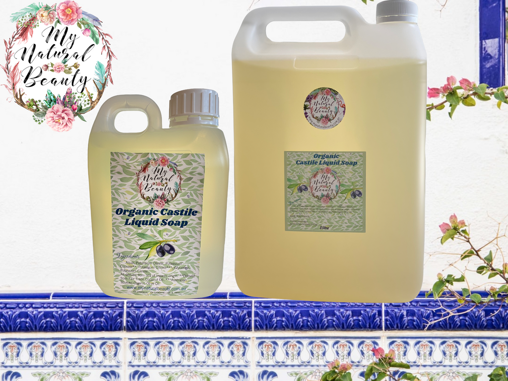 Hand Wash  Our Castile Liquid soap is a perfect hand wash. We recommend 1 part Organic Castile Liquid Soap to approximately 2-3 parts of water. You can use a foam bottle if desired. This is wonderful for handwashing, as well as wiping bench tops, basins or anything that needs cleaning in the kitchen or bathroom. Just apply a little to a cleaning cloth and wipe bench tops etc. A fantastic multipurpose product. You can also add essential oils if desired.  