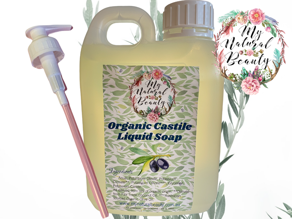 1 Litre premium Australian Organic Castile Soap. My Natural Beauty Australia.