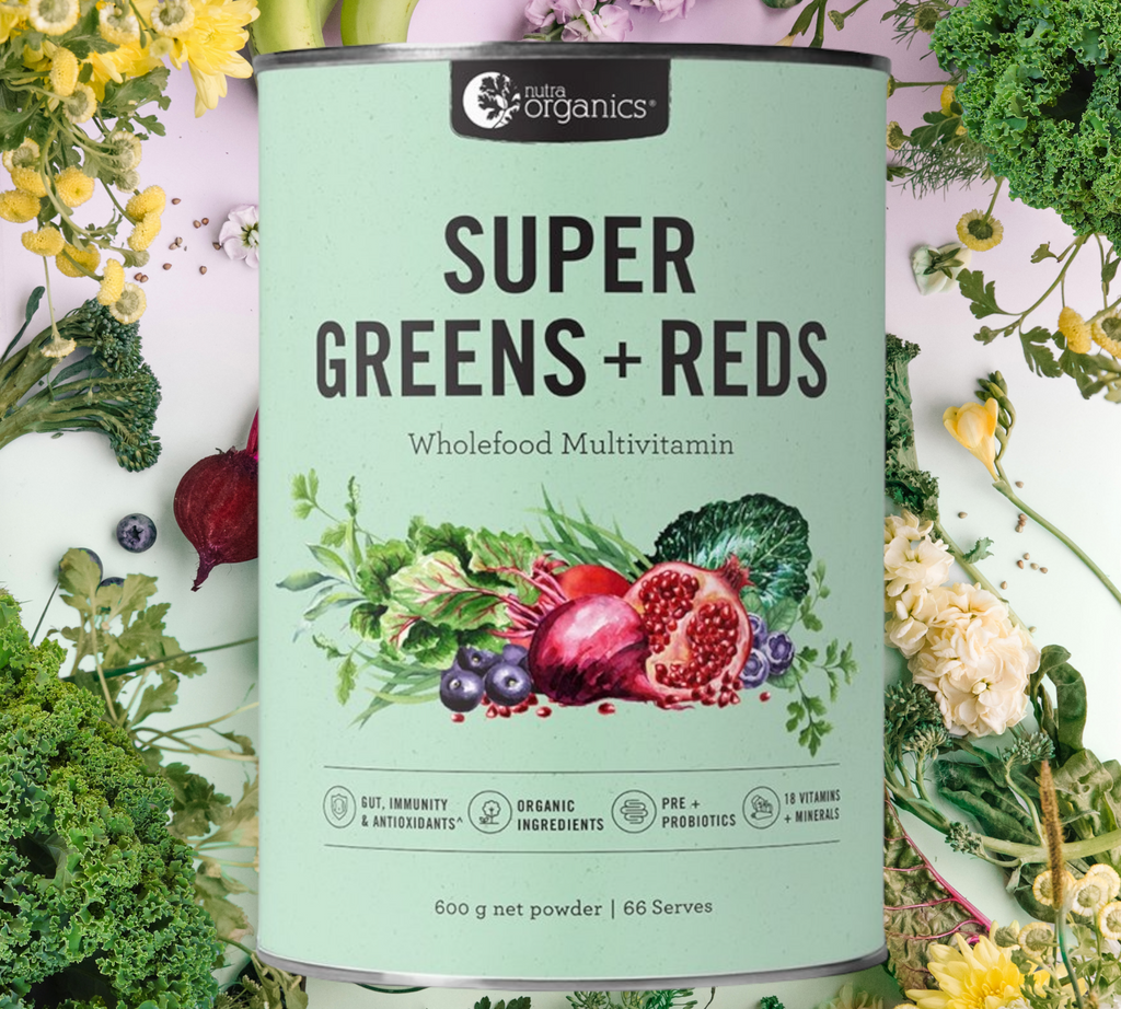 Nutra Organics Super Greens + Reds- 600g. On Sale. Buy online. FREE  Shipping