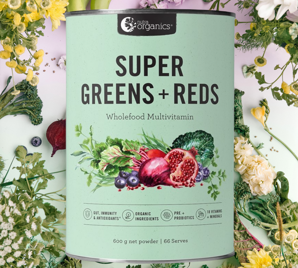 Nutra Organics Super Greens + Reds- 600g. On Sale. Buy online. FREE  Shipping