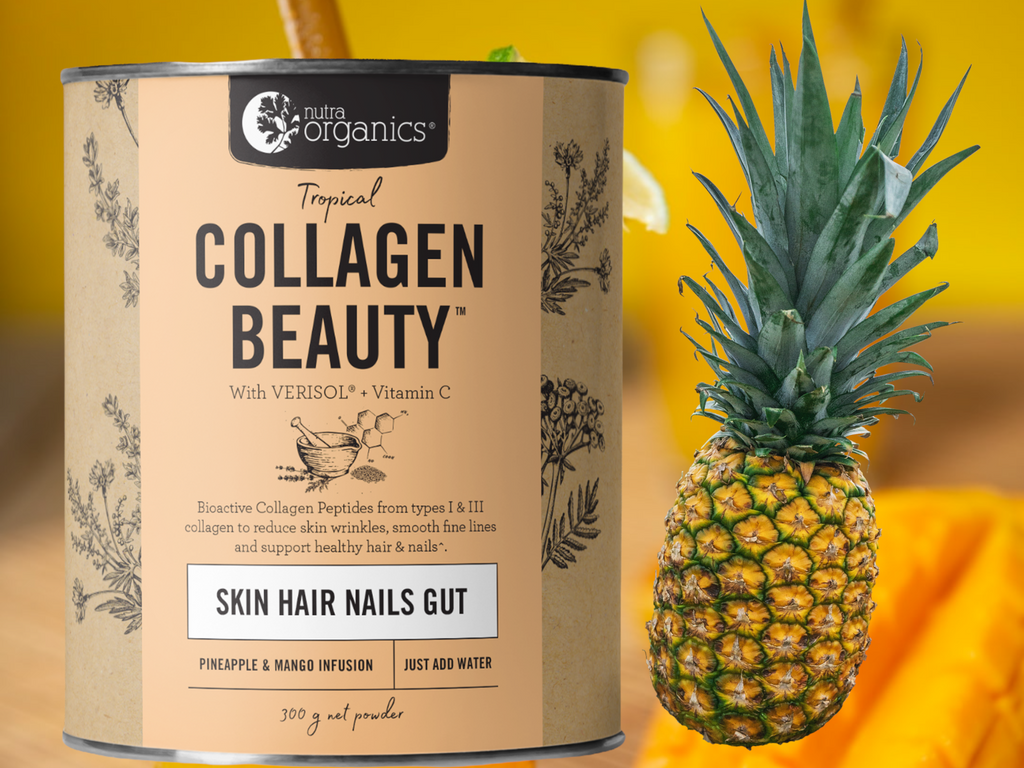 Nourish your skin, hair and nails from within with Collagen Beauty™, a naturopathically formulated blend to help you glow from the inside out with VERISOL® Bioactive Collagen Peptides, vitamin C and zinc. This natural, fruity and refreshing flavour is a convenient way to consume Collagen Beauty™ straight on water and tastes like juicy mango and sweet pineapple. 
