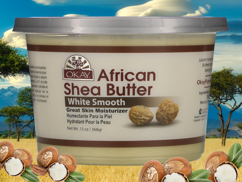 Okay Pure Naturals, African Shea Butter, White Smooth, 13 oz (368 g)    OKAY Pure Naturals Shea Butter White Smooth - All Natural, 100% Pure- Daily Skin Moisturiser For Face & Body- Softens Tough Skin- Moisturises Dry Skin- Adds Shine & Luster To Hair- Alleviates Scalp Dryness 13 oz / 368g.