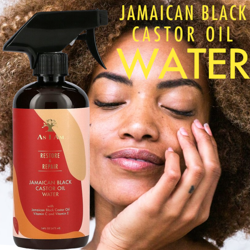 Jamaican Black Castor Oil Water- Restore and Repair - 473 ml (16 fl oz)  BRAND: As I Am     As I Am’s Nano-Blend evenly distributes Jamaican Black Castor Oil with Ceramide, Vitamin C & Vitamin E, onto your hair and skin.