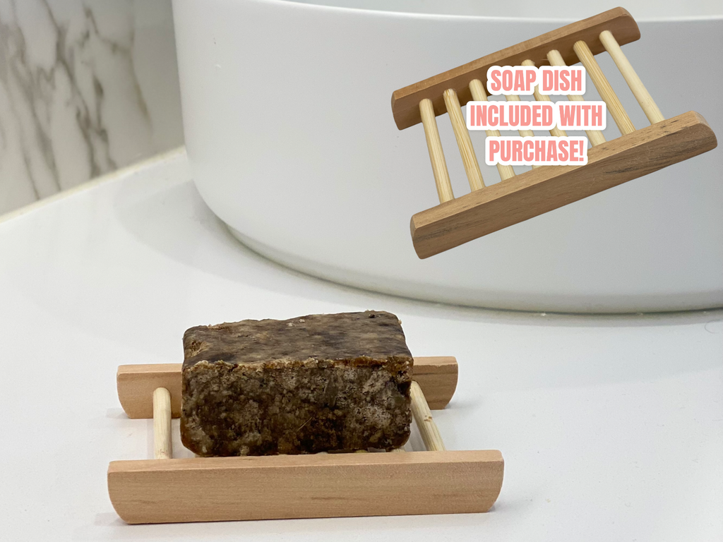 This AMAZING African Black Soap is made from the ash of locally harvested plants and barks such a plantain, cocoa pods, palm tree leaves, and shea tree bark. Many years of use by people around the world has proven it to be an amazing natural alternative for those struggling with troubled skin.