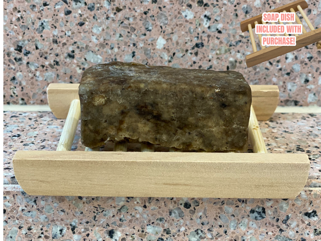 African Black Soap has been used for a long time to treat troubled skin. It's good for fine wrinkles, dark spots, eczema, razor bumps, and clearing blemishes, acne, and rashes. It is also used as a light exfoliator. The soap can also be used on your hair, to treat scalp irritations. 