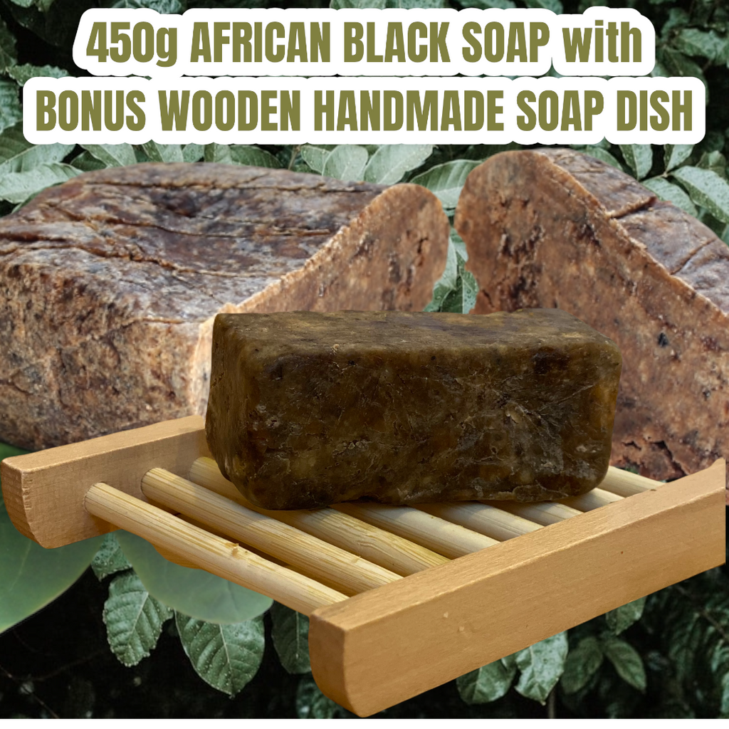 100%  Pure & Natural Raw African Black Soap, Organic, Unrefined Hand Made in GHANA- 1 Pound Block (please note this is a 1 pound block which is approximately 450g. It will not be less than 450g. It is usually 450- 500 grams in weight.). This is the most economical way to buy African Black Soap as you can cut off what you need as you need it.