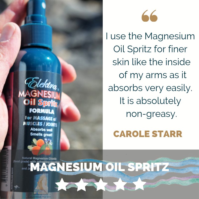 Magnesium helps electrical and nervous system conductance in the body, as well as keeping the fluidity of our blood circulation and lymph system normal. In a sense, magnesium and water help to keep us younger and ‘juicier’!