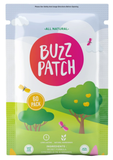 Mosquitos find us humans by sensing the CO2 being emitted. Buzzpatch scent creates a virtual shield, almost camouflaging your kids from mosquitos.  Citronella essential oils, adhesive patches made from medical grade tape.  The BuzzPatch is most effective in the first 8 hours, and continues to be effective for 24-72 hours from opening.
