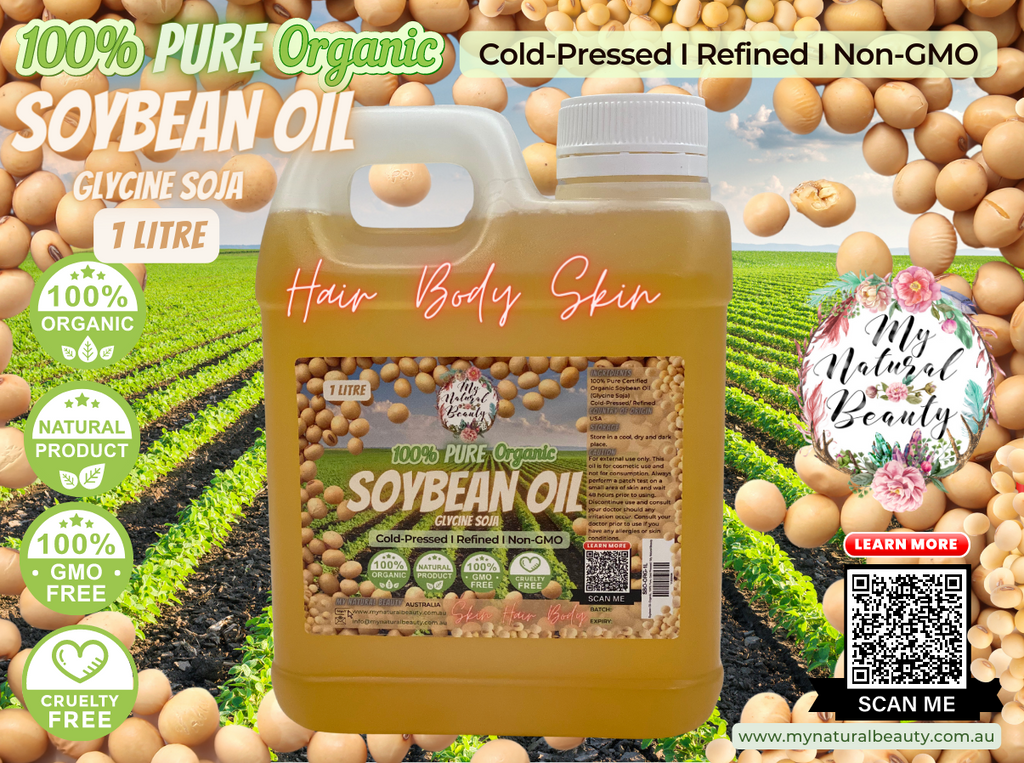 My Natural Beauty’s 100% Pure Organic Soybean Oil is an exceptional quality oil for skin, massage and hair care application. Soybean is extremely high in Lecithin, Sterolins, and Vitamin E.