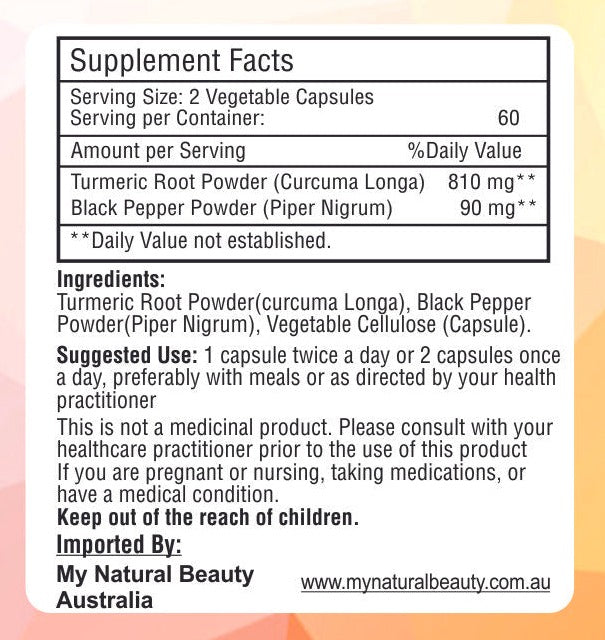 Turmeric and Black Pepper capsules Australia