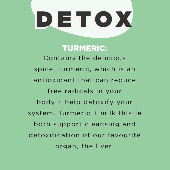 DETOX: Milk Thistle is traditionally used in western herbal medicine to maintain and support natural liver cleansing and detoxification processes. Turmeric is proven to maintain and support liver health, and acts as a hepatoprotectant to protect the liver. Turmeric is also a strong antioxidant, which can reduce free radicals formed in the body. JS Health