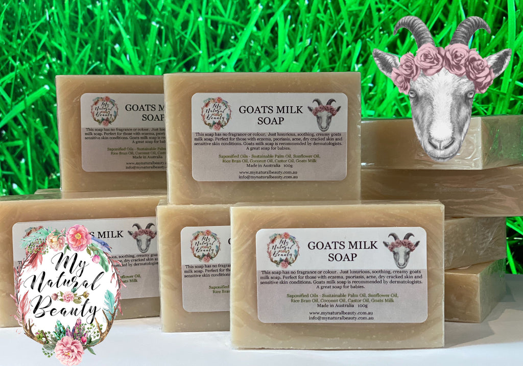 Goats Milk Soap-100g Bars. Buy in bulk or individual. The perfect gift. FREE Shipping over $60.00 in Australia. Each individually wrapped and labelled (as pictured). They make perfect gifts.  Made with pure fresh goats milk. Goats milk contains lots of nutrients like fats, proteins and other hormones that naturally benefit the skin. The benefits of goats milk can be felt by people suffering from various skin conditions or those just wanting to maintain youthful, rejuvenated skin.