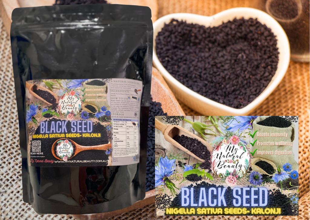 Nigella Sativa Seeds- Kalonji   •	Boosts immunity •	A natural source of Thymoquinone (TQ), antioxidants, vitamins, minerals and essential fatty acids. •	Promotes wellbeing •	Improves digestion   INGREDIENTS: 100% Pure Black Seed ( Nigella Sativa Seed)