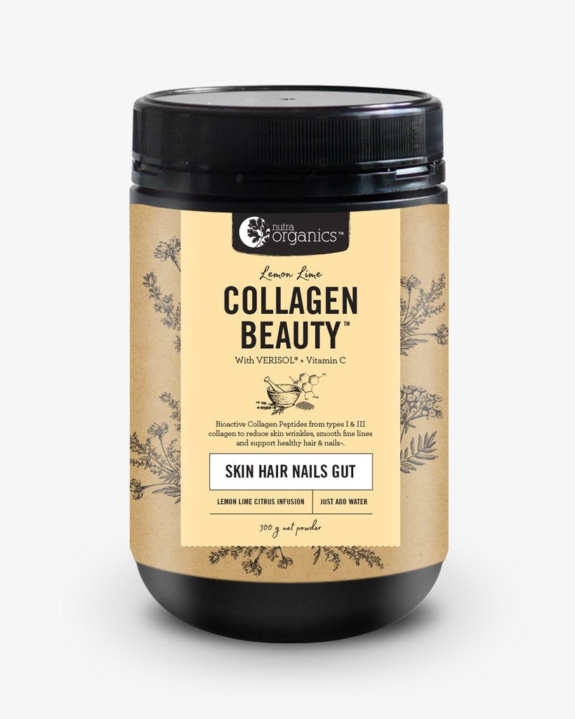 Nutra Organics Collagen Beauty- Lemon Lime- 300g    Glow from the inside out with Collagen Beauty™ with VERISOL®, a natural formulation to reduce skin wrinkles and smooth fine lines, increase skin hydration and elasticity, and support healthy hair & nails~. 