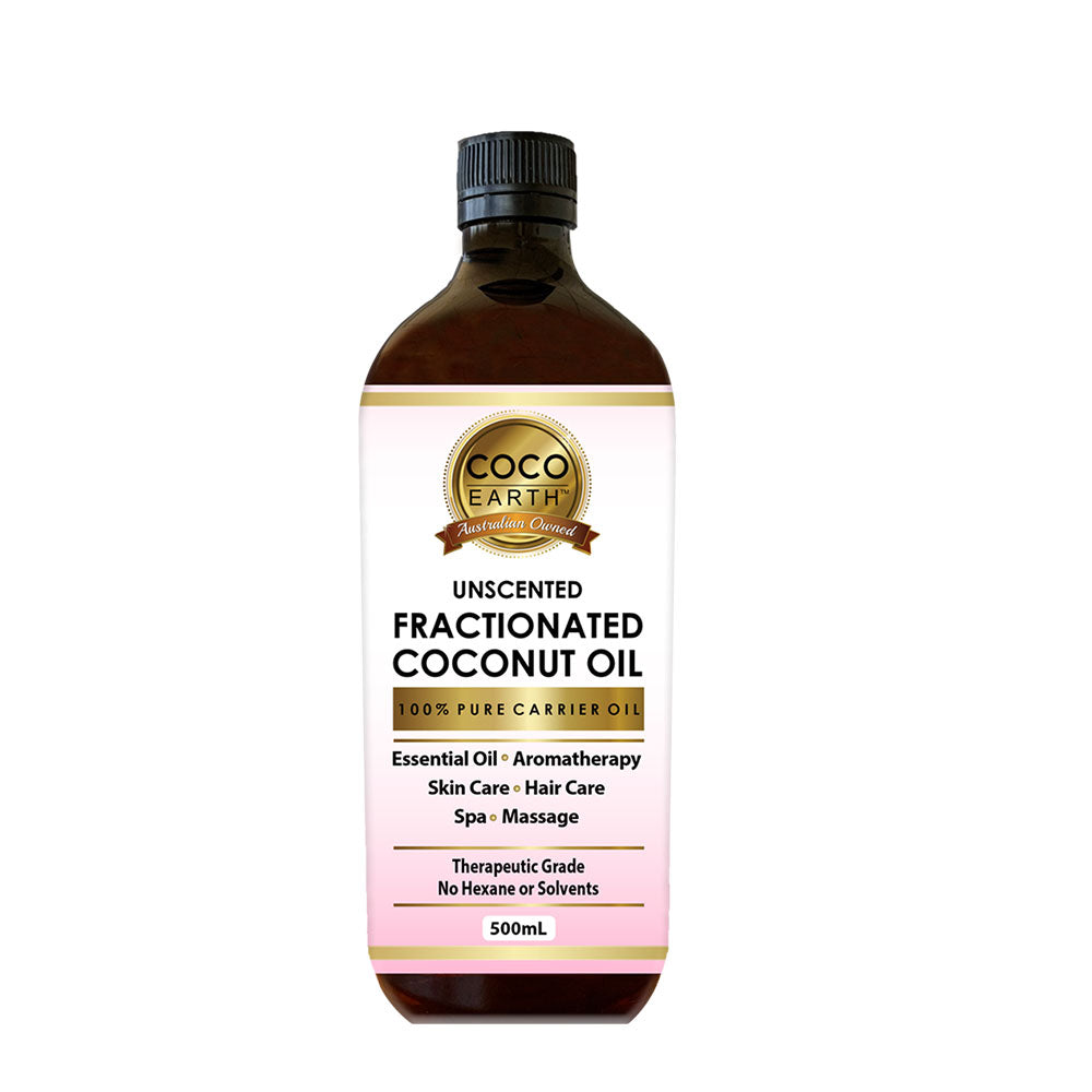 Coco Earth Fractionated Coconut Oil  Available Sizes (please choose from the menu):  250ml, 500ml or 1 Litre  Our 100% Pure Fractionated Coconut Oil works as an excellent carrier oil or base oil for a range of health & beauty products such as conditioner, soaps, skin care products, essential oils, hair care products, moisturizer, lotions and many more. Prepared from the organically grown coconuts, Coco Earth’s Fractionated Coconut Oil has a myriad of benefits and is pure as possible. It is good for Skincar