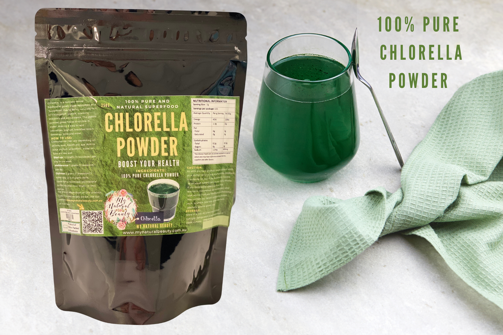 Some of the potential Benefits of Chlorella*  •	Chlorella is a powerhouse of nutrition and is high in chlorophyll and magnesium.  •	May help to cleanse and detoxify the body. It may remove toxins from the skin, liver, brain and other organs.  •	May support internal deodorising for breath, body and foot odour.