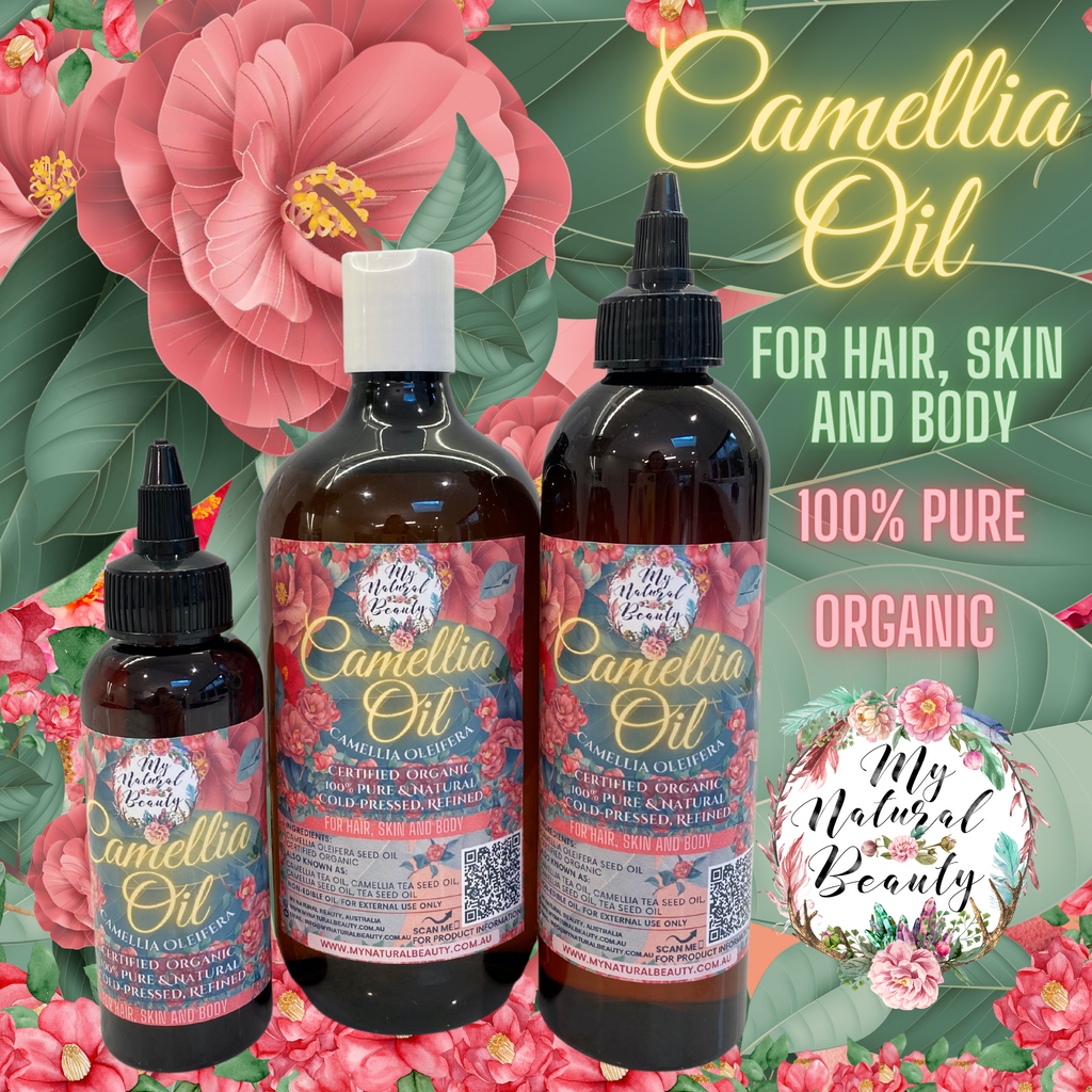Camellia Oil- Certified Organic Camellia Oleifera Certified  Organic   I    100% Pure & Natural   I  Cold-Pressed, Refined  FOR HAIR, SKIN AND BODY  Camellia Oil is also known as: Camellia Tea Oil, Camellia (Seed) Oil (Tea Oil), Camellia Oil, Camellia Seed Oil, Camellia Tea Seed Oil and Camelia Tea Oil.