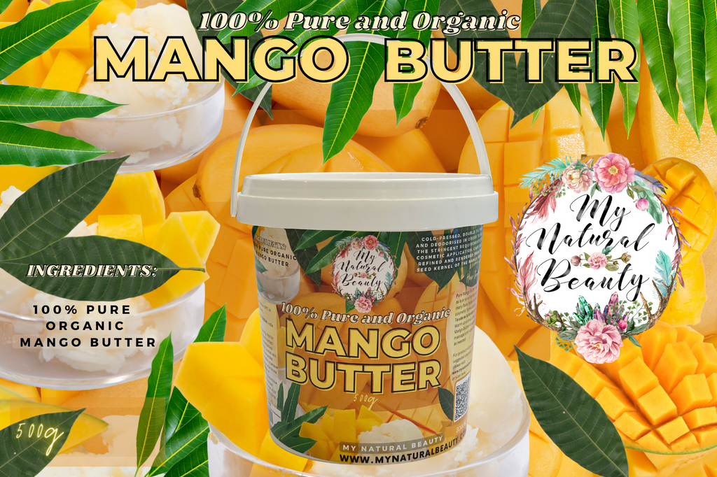 100% Pure and Organic Mango Butter- 500g   PREMIUM COLD-PRESSED MANGO BUTTER. 100% Natural, Pure and Organic.   A wonderful natural product that can be used on its own on the skin and hair or as a wonderful ingredient in many DIY cosmetic hair and beauty formulations.  