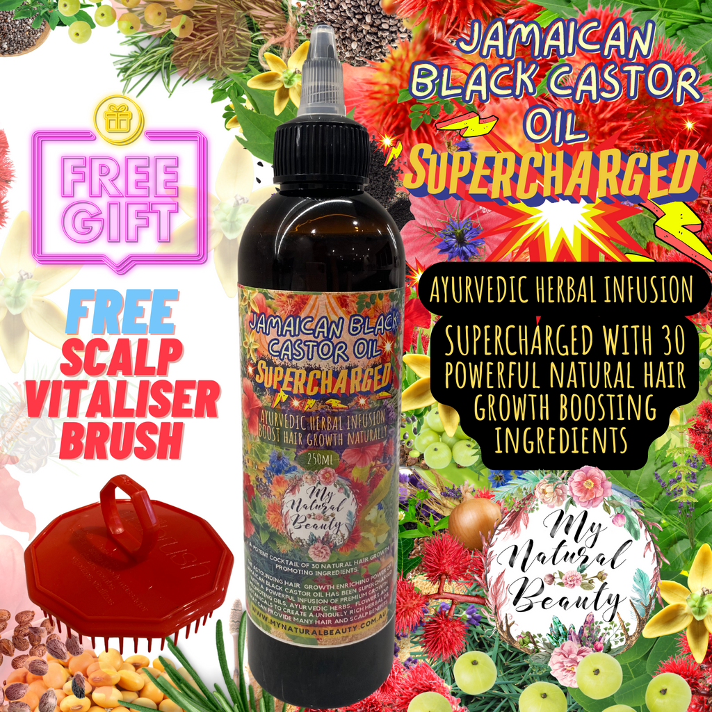 MY NATURAL BEAUTY    Jamaican Black Castor Oil SUPERCHARGED Ayurvedic Herbal Infusion