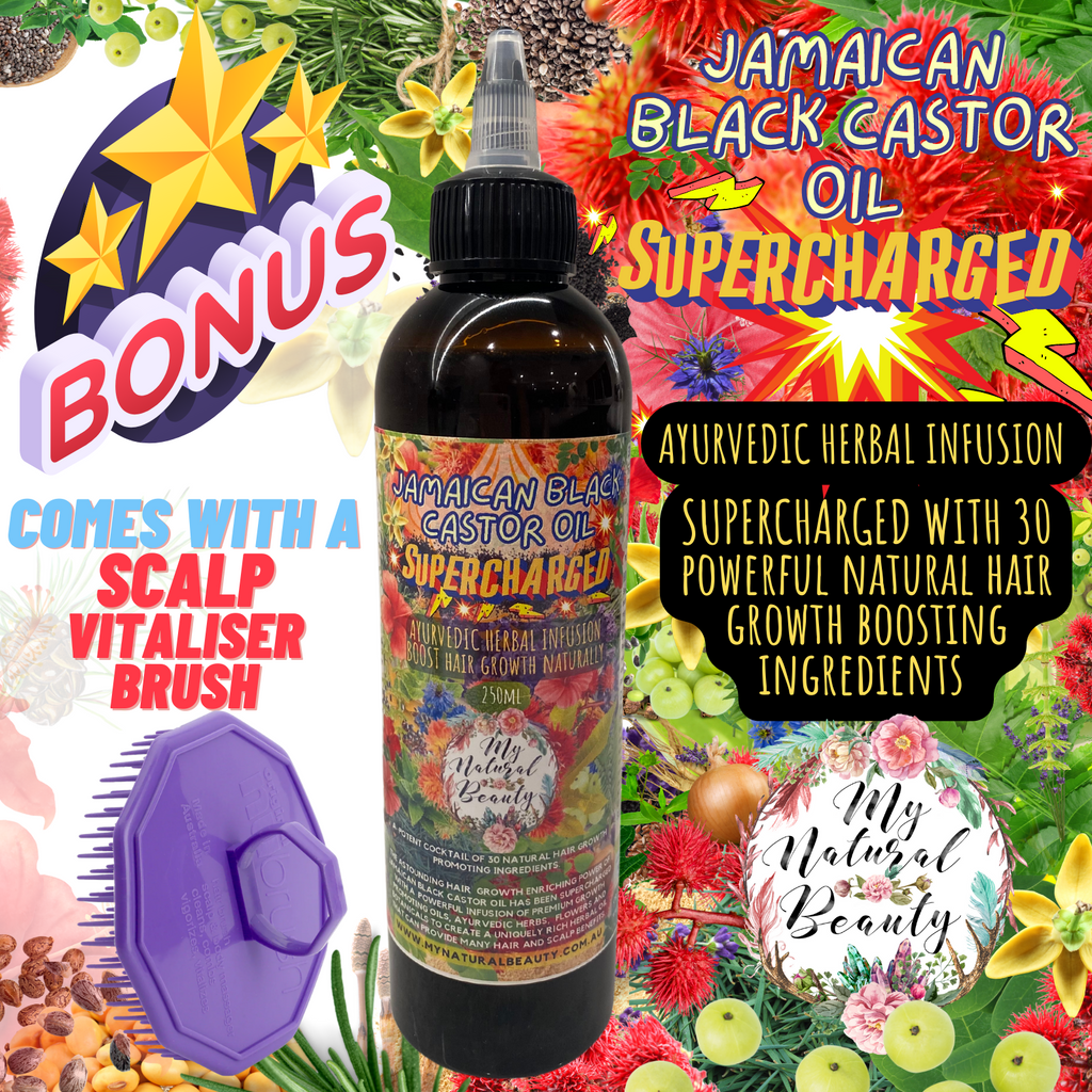 Jamaican Black Castor Oil SUPERCHARGED - Ayurvedic Herbal Infusion 250ml + FREE SCALP VITALISER BRUSH