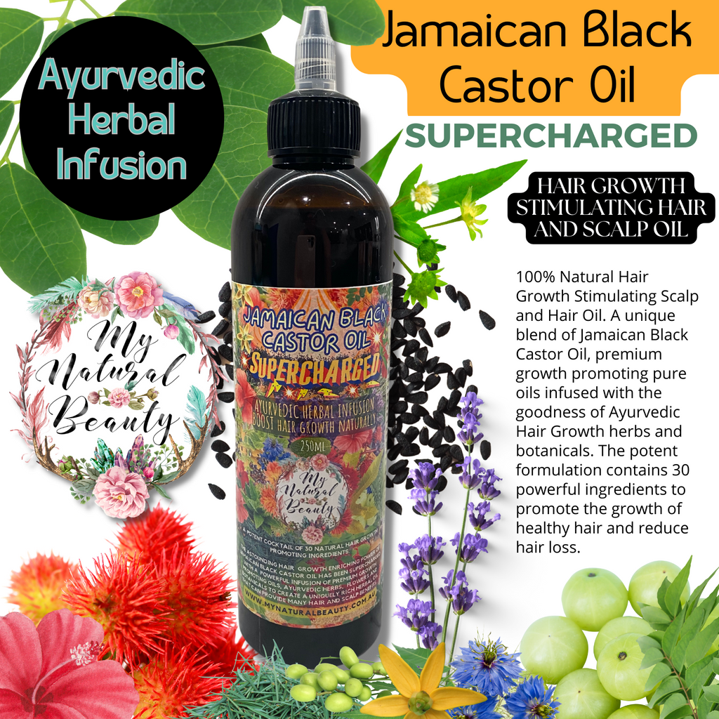 Jamaican Black Castor Oil SUPERCHARGED - Ayurvedic Herbal Infusion 250ml PLUS FREE JAMAICAN BLACK CASTOR OIL HAIR FOOD